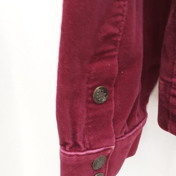 Amber Sun Jacket Corduroy Burgundy Red Womens Large Snap Front - Picture 8 of 16